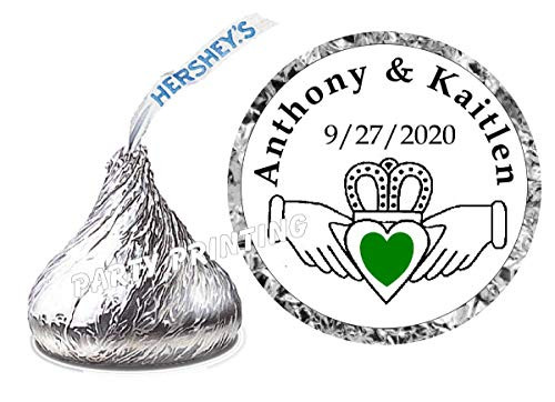 216 IRISH CLADDAGH WEDDING FAVORS PERSONALIZED HERSHEY KISSES KISS LABELS