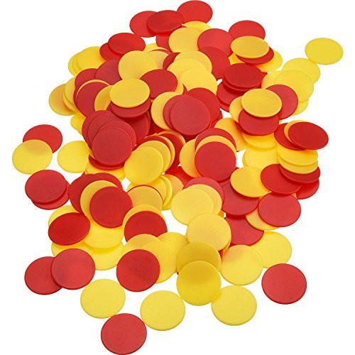 Pangda 200 Pieces Colored Plastic Counters Counting Chips Bingo Markers with Storage Bag for Math or Games (Yellow, Red)