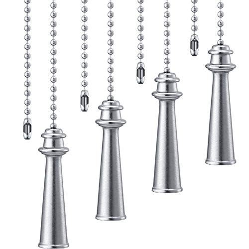 WILLBOND 4 Packs Ceiling Fan Pull Chains Pendant Pull Chain Extension Ceiling Fan Chain Extender with Oil Rubbed Smooth Finish for Ceiling Light Lamp Fan Chain  Silver