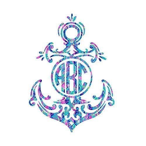 Monogram Anchor Vinyl Decal Sticker for Car Yeti Cup or Laptop - Custom Size and Colors