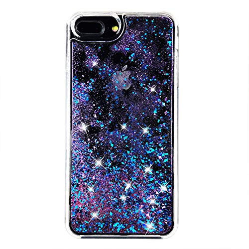 uCOLOR Purple Blue Glitter Case for iPhone 7 Plus iPhone 8 Plus Case iPhone 6S Plus 6 Plus Case  5.5 inch  Sparkle Quicksand Liquid Waterfall Clear Protective Case for iPhone 7 Plus 8 Plus 6s Plus 6 Plus