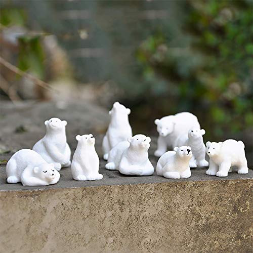 KUDES Mini Animals Miniature Figurines Fairy Garden Miniature Ornaments Accessories for Moss Landscape DIY Terrarium Crafts Home Decor  Polar Bear