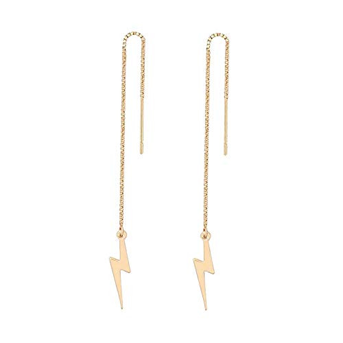 Simple Jewelry Lightning Bolt Dangle Drop Earrings Women Threader Earring 3 Colors  Gold