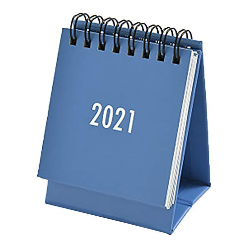 2021 Small Desk Calendar Desktop Calendar 2020-2021 Simple Solid Color Calendar Standing Desk Calendar Mini Monthly Desk Calendar for Office  Home  Blue