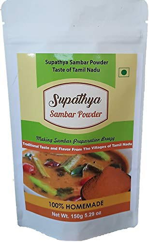 Supathya Sambar Powder Masala Podi   Indian Sambar Powder Spice Mix   Homemade Tamil Nadu Kitchen Style 150g 5.29 oz
