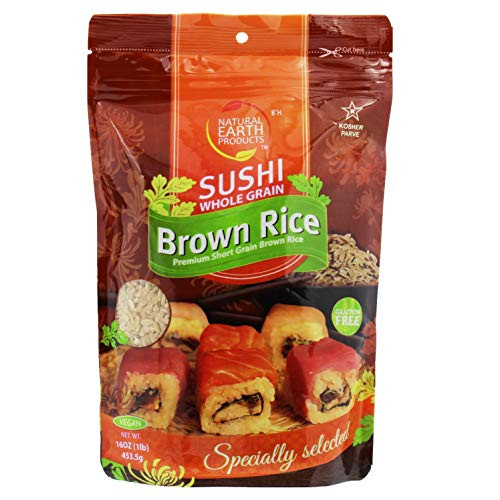 Brown Sushi Rice Gluten Free Premium Japanese Short Grain Brown Rice Sticky Rice - Specially Selected 16 Oz - Specially Selected 16 Oz Resealable Bag  Single