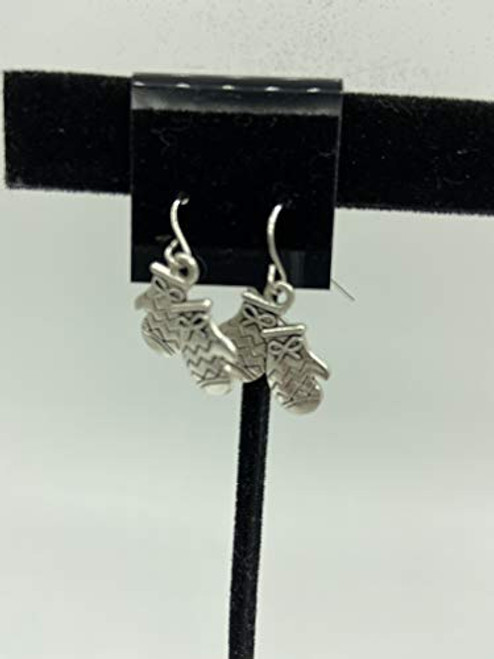 Silvertone Mittens Charm Dangle Earrings Silvertone Mittens Charm Dangle Earrings
