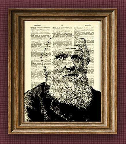 Charles Darwin Illustration Beautifully Upcycled Dictionary Page Book Art Print