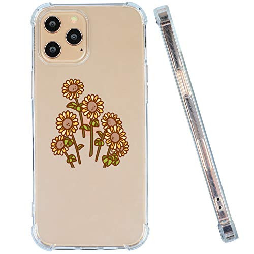 iPhone 12 Pro Max Case iPhone 12 Pro Max Clear Sunflower Floral Case Girls Women Soft Flexible TPU Bumper Shockproof Transparent Protective Sunflower Cover Case for iPhone 12 Pro Max 6.7 inch 2020