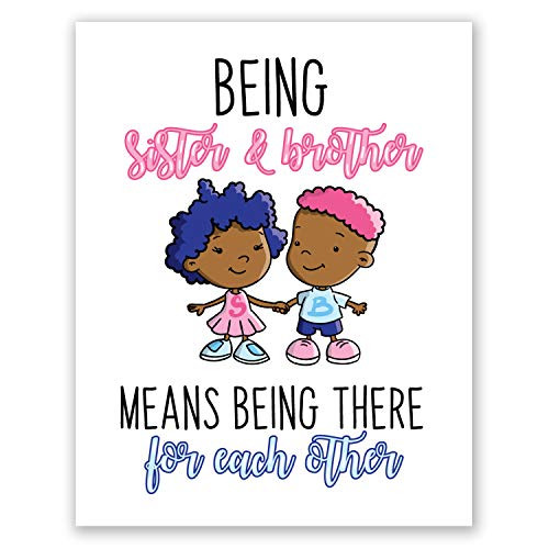 8x10 Brother and Sister Wall Art Poster    Playroom Decor Print    Twins Posters    Kids Bedroom Artwork Pictures    Being Brother and Sister    Party Decoration 1.1