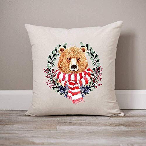Bear Christmas Pillow Cover Christmas Decorations Farmhouse Pillow Farmhouse Decor 16 x 16 Inch Winter Holiday Rustic Farmhouse Linen Cushion Case for Sofa Couch -Nature Bear Christmas Pillow Cover Christmas Decorations Farmhouse Pillow Farmhouse Decor 16 x 16 Inch Winter Holiday Rustic Farmhouse Linen Cushion Case for Sofa Couch -Nature