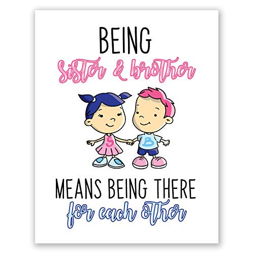 8x10 Brother and Sister Wall Art Poster    Playroom Decor Print    Twins Posters    Kids Bedroom Artwork Pictures    Being Brother and Sister    Party Decoration 1.2