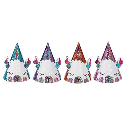 inchLlama Fun inch Mini Foil Party Cone Hats w Ears 8 Ct.