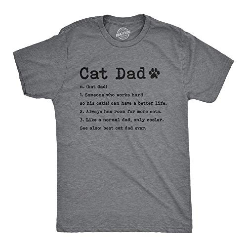Mens Cat Dad Definition Tshirt Funny Fathers Day Pet Kitty Animal Lover Graphic Tee  Dark Heather Grey  - XL
