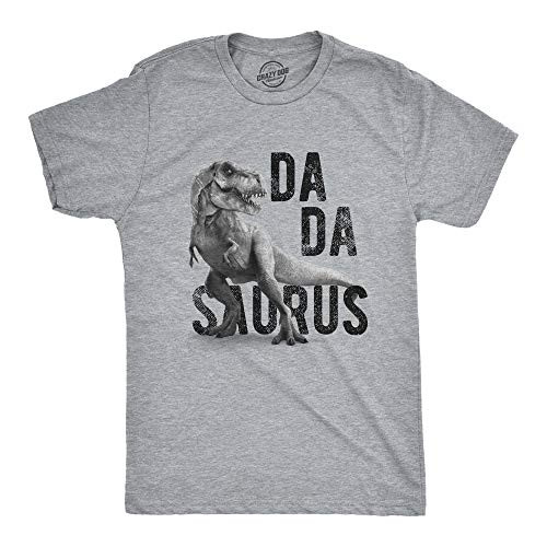 Mens Dadasaurus Trex Tshirt Funny Fathers Day Dinosaur Papa Graphic Novelty Tee  Dark Heather Grey  - XL