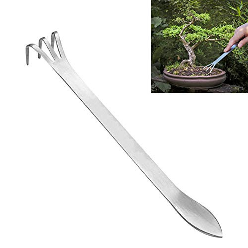 Stainless Steel Root Rake Gardening Rake 3-Prong Loosen Soil Bonsai Tree Tools with Ergonomic Handle Gardening Cultivator Gardening Tool Farming Tool