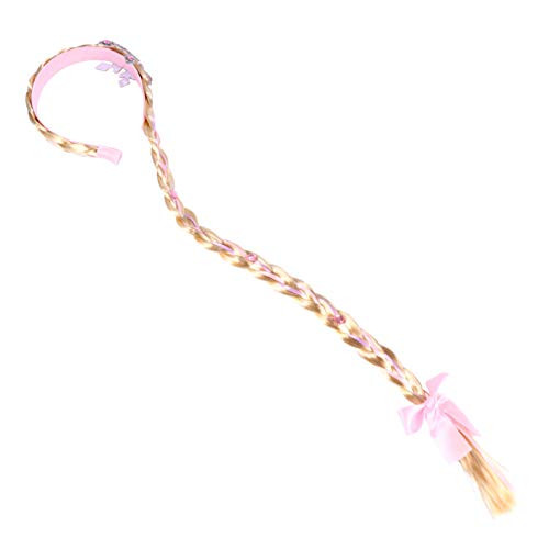 NUOBESTY Princess Dress Up Wigs Girls Cosplay Braided Wigs Hairpiece Hair Accessories Rapunzel Headband Pink