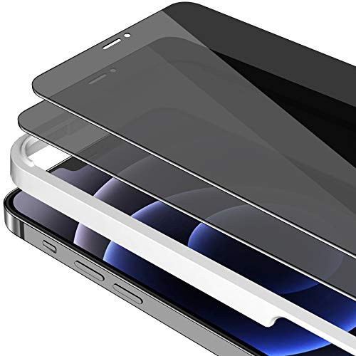 2 Pack  YMHML Compatible for iPhone 12 Mini Privacy Screen Protector  5.4 Inch  Tempered Glass Anti Spy Bubble Free Max Coverage Film with  Installation Alignment Frame