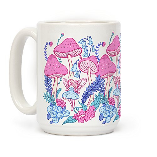 LookHUMAN Pastel Fairy Garden White 15 Ounce Ceramic Coffee Mug