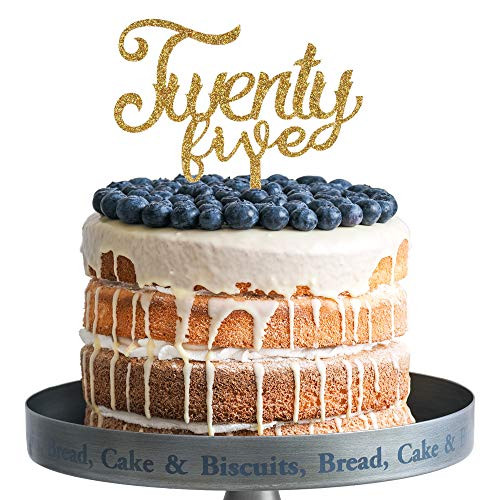 Twenty Five Happy 25th Birthday Cake Topper Gold Giltter Acrylic 25 Years Old Party Decoration Supplies