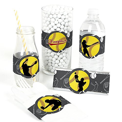 Grand Slam - Fastpitch Softball - DIY Party Supplies - Birthday Party or Baby Shower DIY Wrapper Favors & Decorations - Set of 15