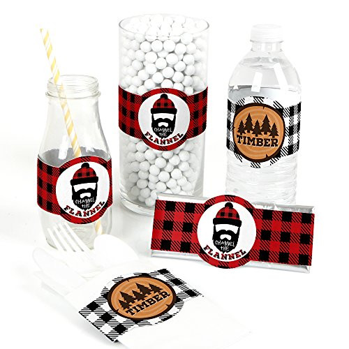 Lumberjack - Channel The Flannel - DIY Party Supplies - Buffalo Plaid Party DIY Wrapper Favors & Decorations - Set of 15