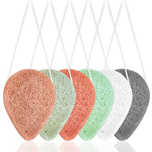 6 Pack Natural Konjac Facial Sponges findTop 6 Colors Konjac Facial Sponges for Gentle Face Cleansing and Exfoliation
