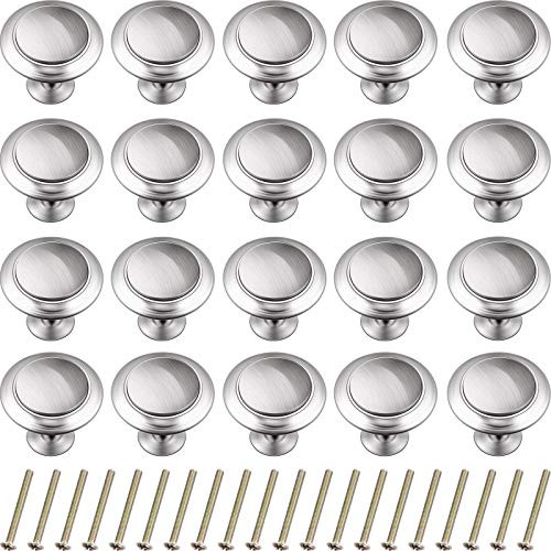 0.9 Inch Cabinet Knobs Round Cabinet Pulls Cabinet Handles Satin Nickel Kitchen Drawer Pulls Round Drawer Handles Kitchen Cabinet Hardware Cupboard Handles with Screws for Dresser Drawers  20 Pieces