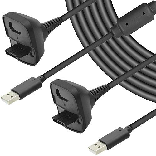 Xbox 360 Charging Cable JODEIAN 2 Pack Wireless Controller USB Charging Cable 5.9Ft Charging Cord Compatible with Microsoft Xbox 360 Wireless Game Controllers  Black