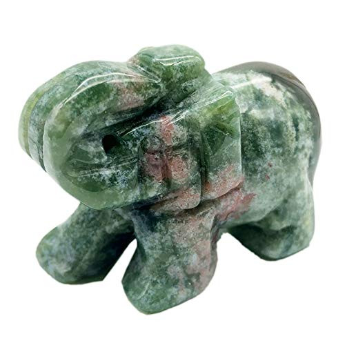 favoramulet Indian Agate Handcarved Stone Elephant Statue Pocket Healing Figurine Sculpture 1.5 inch
