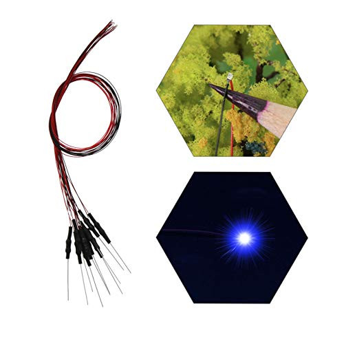 L0402B 20pcs Prewired SMD LED 0402 Bule Light Emitting Diode 12V Pre-soldered Micro Litz Wired Leads Wire Length 7.8inch  20cm  for DIY Manual Model Toy Decoration