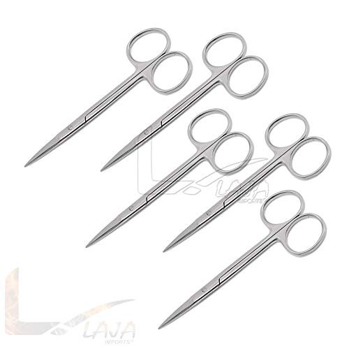 LAJA Imports Iris Micro Lab Scissors Fine Point Straight Pack of 5