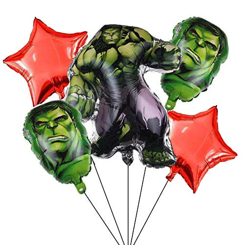 5PCS The Incredible Hulk Foil Balloons for Kids Birthday Baby Shower Avengers Superhero Theme Party Decorations