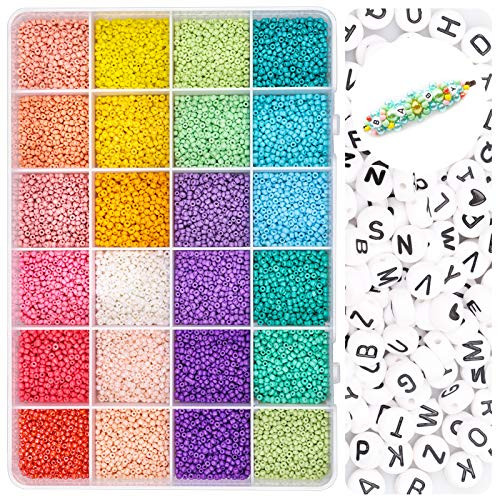 Yholin Glass Seed Beads with Letter Beads Small Kit Beads Bulk with Container Box7200pcs 2mm 12 0 Small Craft Beads with 0.5 Elastic String and Tweezers for DIY Bracelet Jewelry Making Supplies Yholin Glass Seed Beads with Letter Beads Small Kit Beads Bulk with Container Box7200pcs 2mm 12 0 Small Craft Beads with 0.5 Elastic String and Tweezers for DIY Bracelet Jewelry Making Supplies