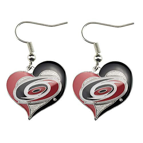 Aminco NHL Carolina Hurricanes Swirl Heart Earrings