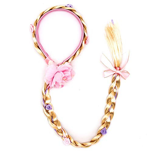 Rapunzel Wig Braided Wigs for Girls Cosplay Costume Princess Dress up Accessories  Pink