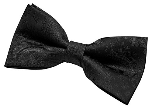 Retreez Men Mens Classic Paisley Textured Woven Microfiber Pre-tied Bow Tie  5 inch  - Black