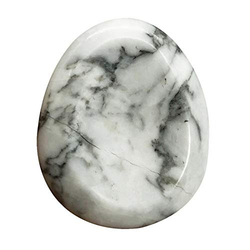 Fekuar Natural White Howlite Turquoise Crystal Thumb Worry Stone Hand Carved Healing Crystal Teardrop Pocket Stones for Anxiety Stress Relief Meditation