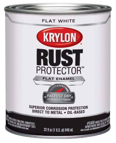 Krylon K06921900 Rust Protector and Preventative Enamel with Primer Quarts, Flat White