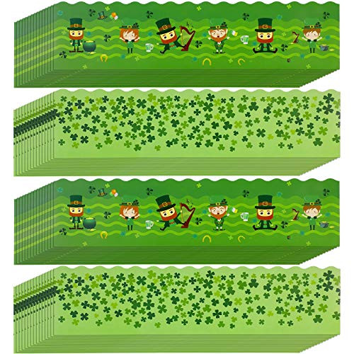 60 Pieces St. Patrick Day Bulletin Board Border 59 ft in Total Shamrock Scalloped Border Trim Irish Bulletin Border Stickers Self-Adhesive Blackboard Borders for Irish Party Home Classroom Decoration