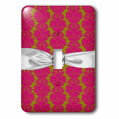 3dRose lsp_118971_1 Fuschia Pink Olive Green Ornate Intricate Damask Pattern Faux Diamond Ribbon Single Toggle Switch 3dRose lsp_118971_1 Fuschia Pink Olive Green Ornate Intricate Damask Pattern Faux Diamond Ribbon Single Toggle Switch