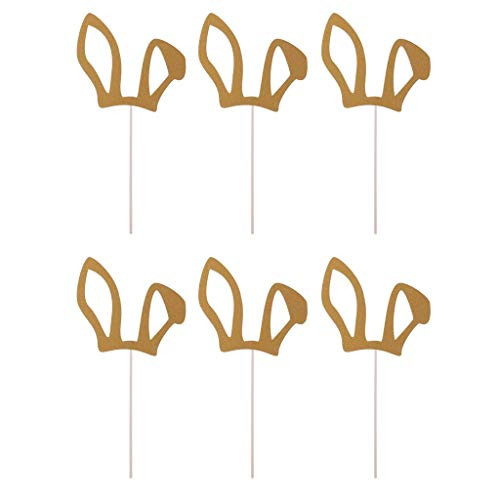 12pcs Rabbit Ear Cake Toppers Cupcake Toppers Cupcake Picks for Easter Party Supplies