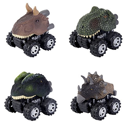 Pull Back Vehicles,4 Pack Dinosaur Vehicles Toys with Big Tire Wheel for 3-14 Year Old Toys Vehicles Dinosaur Car, Pull Back And Go Car Toy Play Set