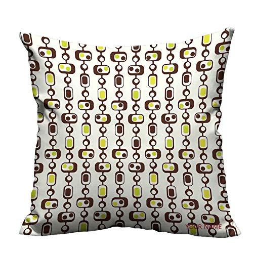 Geometric Throw Pillow Case Cushion Cover Old Fashioned Retro Circles and Rectangles Line Design Pillow Cases Home Car Decorative Apple Green Chestnut Brown Cream 12 inchx12 inch Print Name or Date