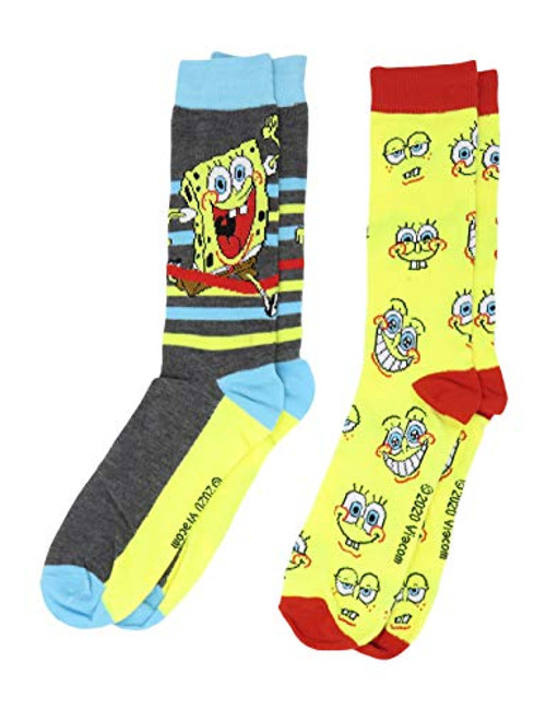 Hyp Spongebob Squarepants Finish Line Run Mens Crew Socks 2 Pair Pack Hyp Spongebob Squarepants Finish Line Run Mens Crew Socks 2 Pair Pack
