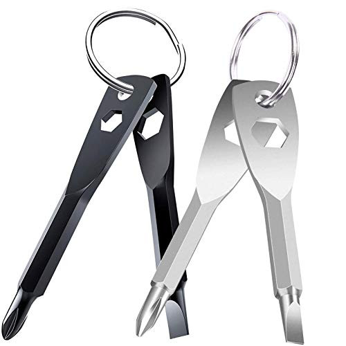 Keychain Screwdriver Tool Portable Keychain Screwdriver Set Flathead and Phillips Key Screwdriver Set EDC Screwdriver Nut Driver Repair Hand Tool Pocket Screwdrivers Gifts for Men