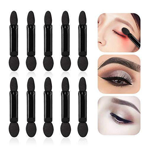 Professional Double Head Eyeshadow Brushes Cosmetic Tool 50 Pcs Disposable Dual Sides Eyeshadow Sponge Brushes Makeup Applicator  Size 2.44 inch Color Black
