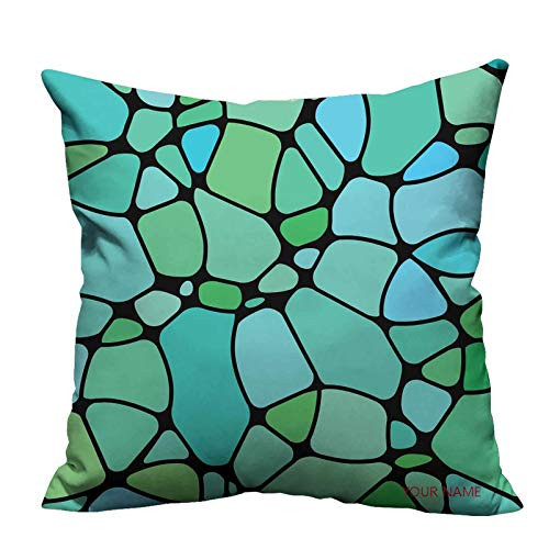 Seafoam Decorative Pillow Covers Mosaic Geometric Pattern Vintage Inspirations Abstract Composition Decorative Throw Pillow Covers Lime Green Seafoam Blue 12 inchx12 inch Print Name or Date