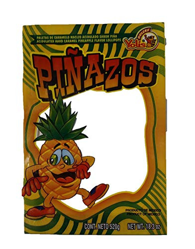 Yolis Pinazos Chili infused Pineapple Pops 40 pieces  560 grams  19.7oz  original Intense hot Flavored Lollipops rebanaditas super spicy intense tasty mexican candy snacks pina con chile paletas