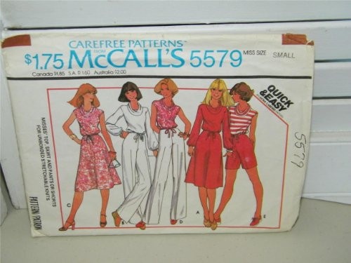 McCalls 5579 Ladies Top Skirt Pants Shorts Pattern Size S McCalls